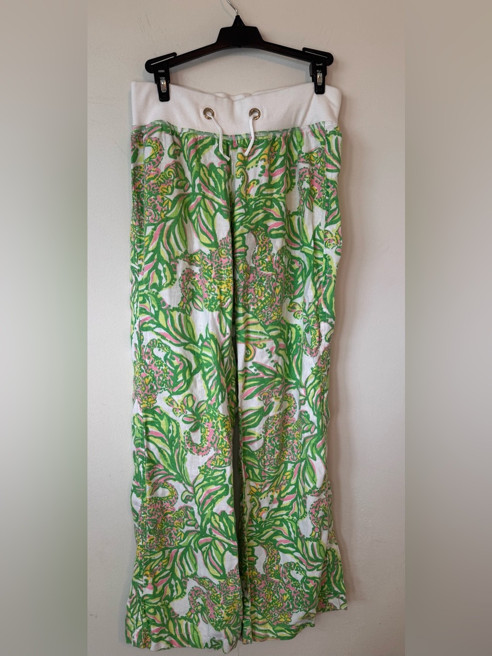 Lilly Pulitzer The Beach Pant Seeing Pink Elephants Linen Pants Wide Leg